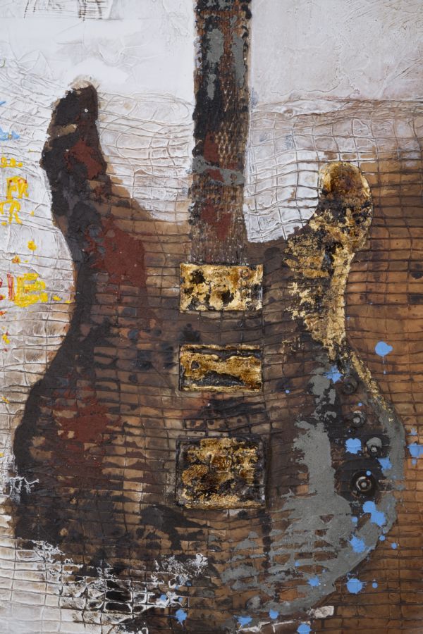 DIPINTO SU TELA GUITAR ART CM 90X3,5X120