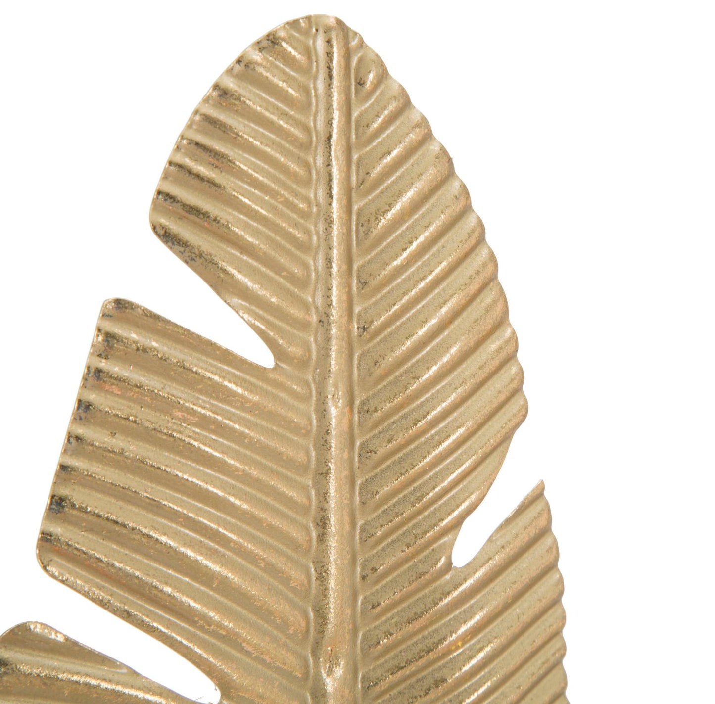 SCULTURA FOGLIA C/PORTA CANDELA GLAM CM 10X10X34