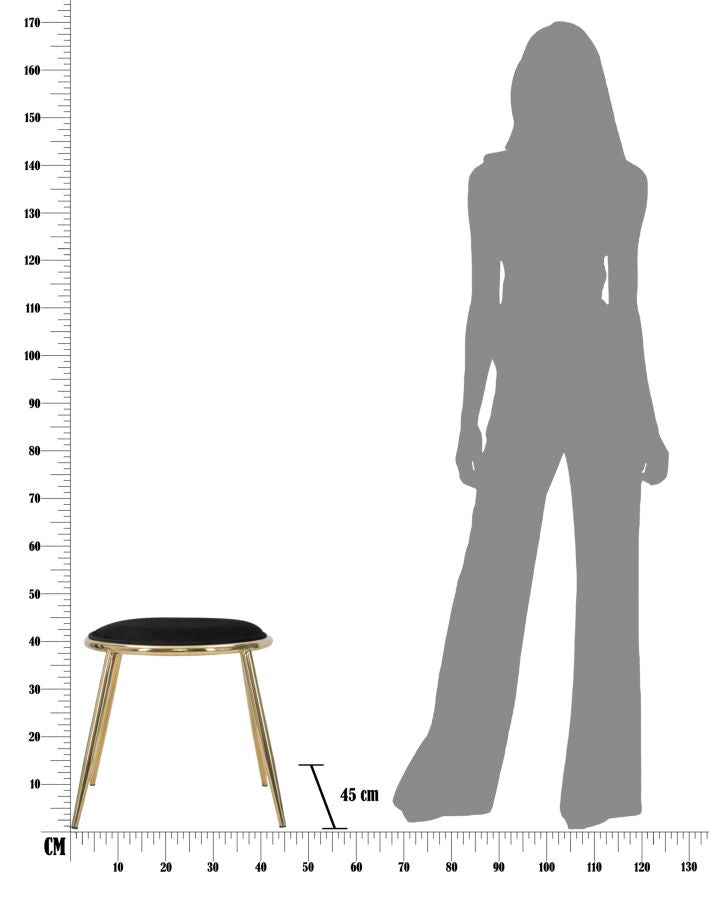 SGABELLO GLAM EMILY NERO CM Ø 45X45 (ALTEZZA GAMBE CM 41)