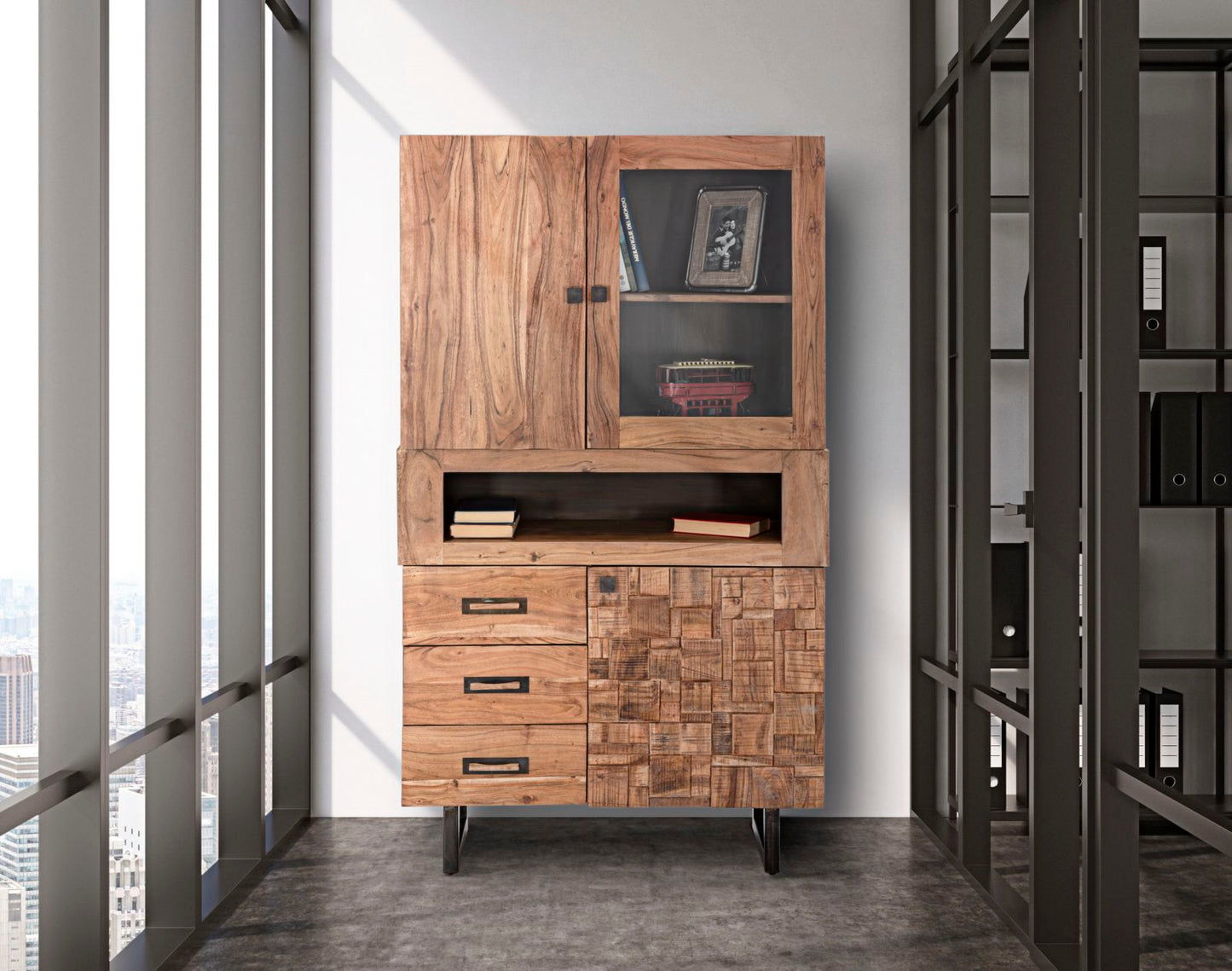 VETRINA MUMBAI (LEGNO DI ACACIA NILOTICA) CM 103X40X177