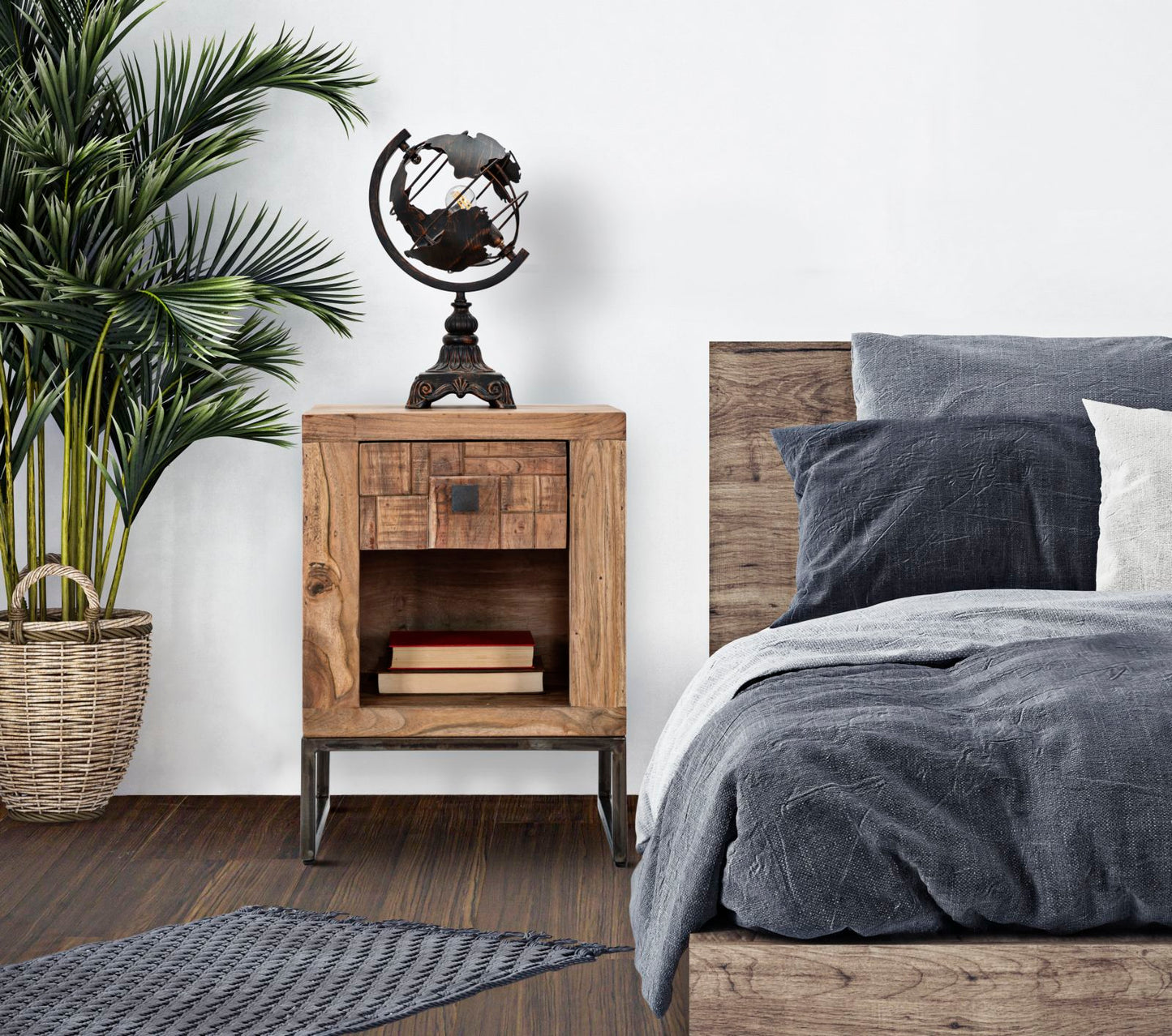 COMODINO MUMBAI CM 45X35X62 (LEGNO DI ACACIA NILOTICA)