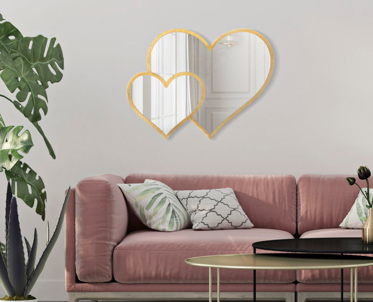 SPECCHIO GLAM DOUBLE HEART CM 65X2X50
