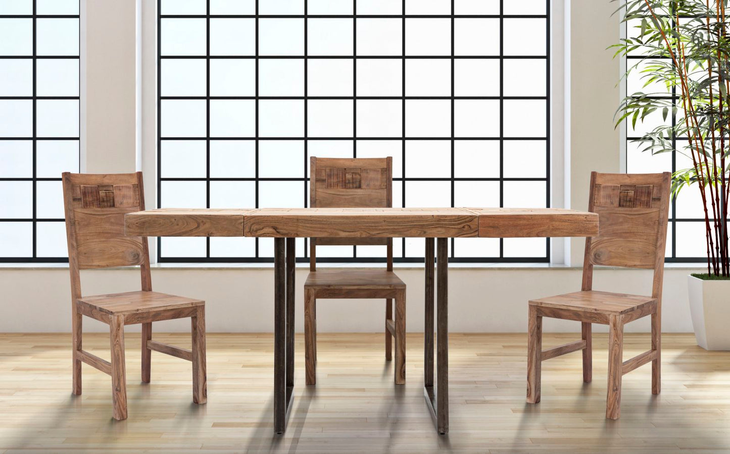 TAVOLO DA PRANZO MUMBAI QUAD. ALL. CM 80X80X77-LUNG. T. 160 ( ACACIA NILOTICA)