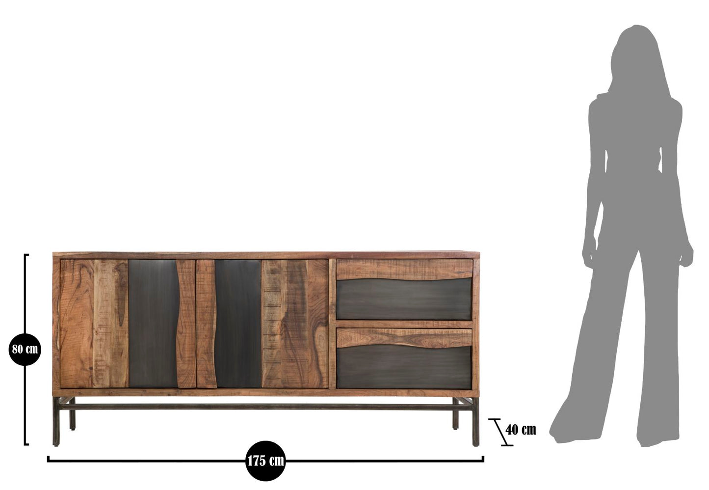 MOBILE YELLOWSTONE CM 175X40X80 (LEGNO DI ACACIA NILOTICA)