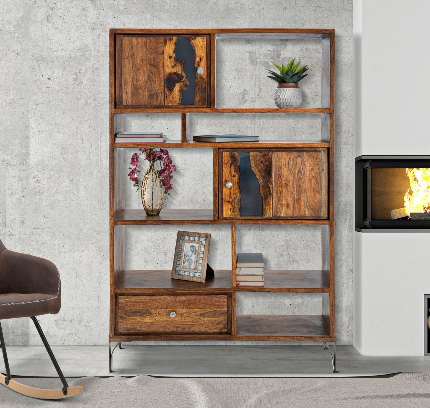LIBRERIA MUSTANG CM 118X40X178 (LEGNO DI ACACIA NILOTICA)