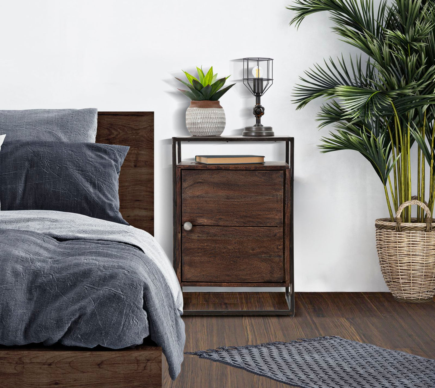 COMODINO 1DOOR BURN 45Lx30px66H cm (LEGNO DI ACACIA NILOTICA)