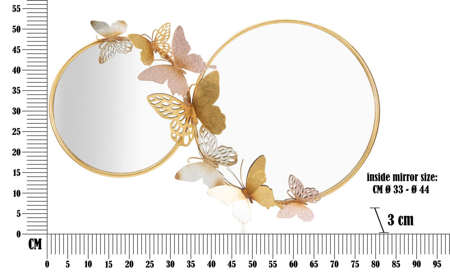 SPECCHIO DA MURO DOUBLE FARFALLE PINK CM 81X3X52,5