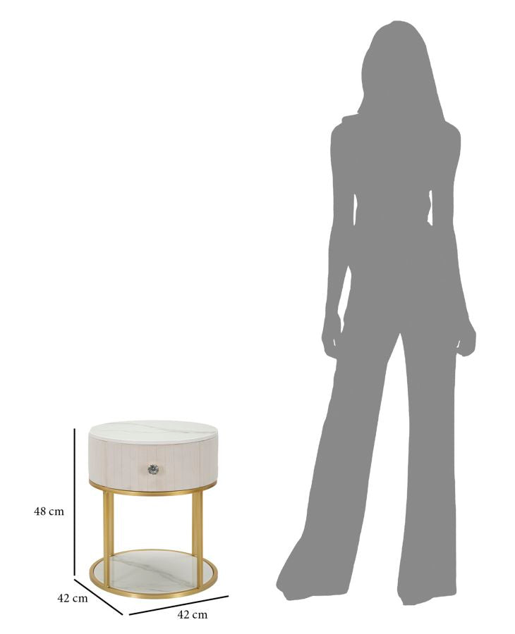 COMODINO MONTPELLIER CREMA CM Ø 42X48