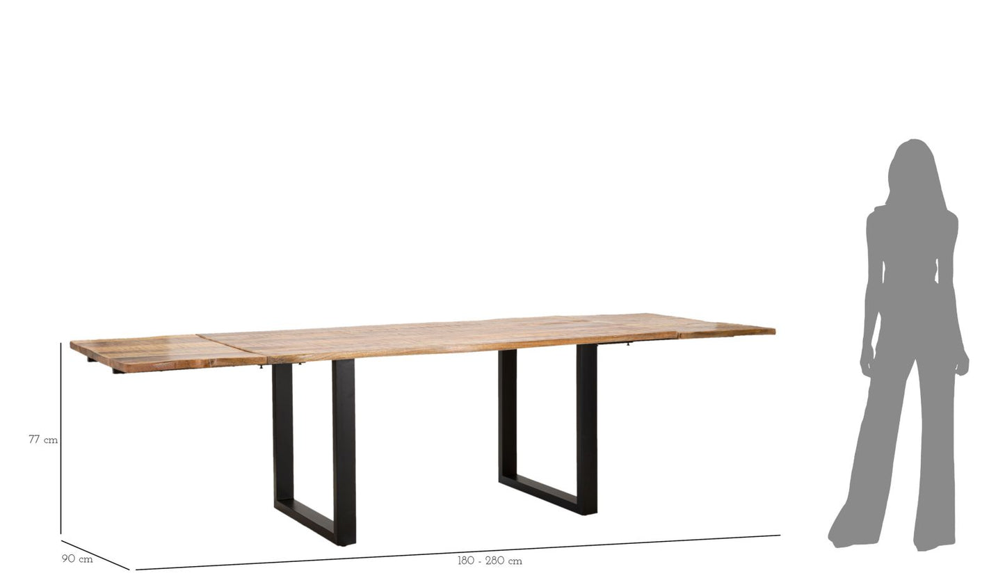 TAVOLO DA PRANZO ALLUNGABILE EDGE CM 180X90X77-LUNGHEZZA TOTALE 280 (LEGNO DI MANGO)