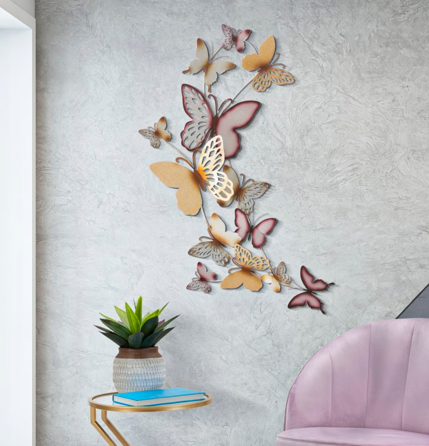 PANNELLO DA MURO BUTTERFLIES ORO/BORDEAUX C CM 59,5X4X111,5