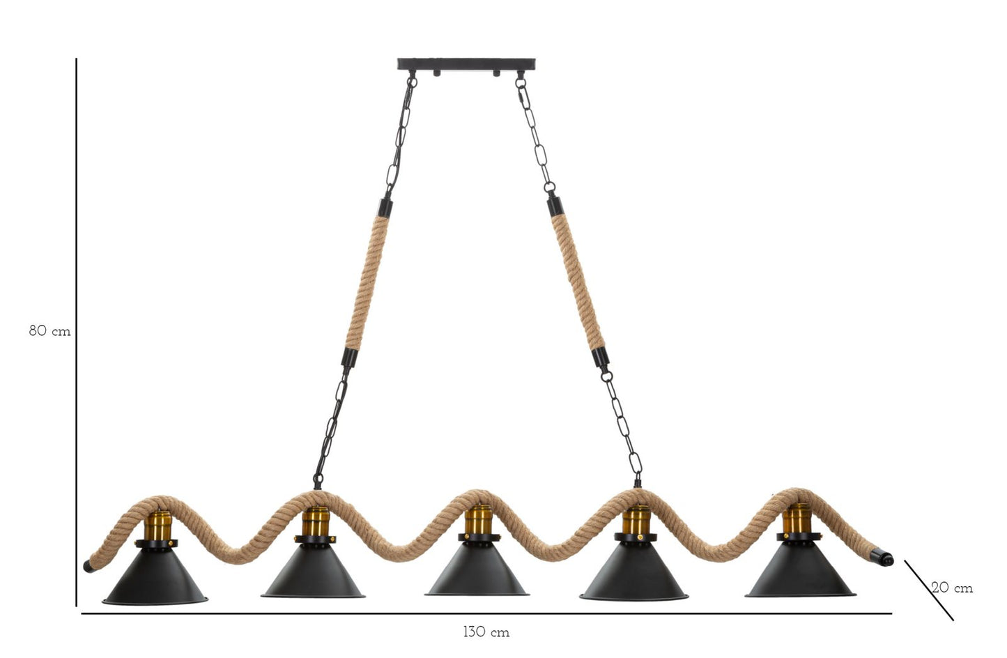 LAMPADARAIO CUP/ROPE 5 LUCI CM 130X20X80