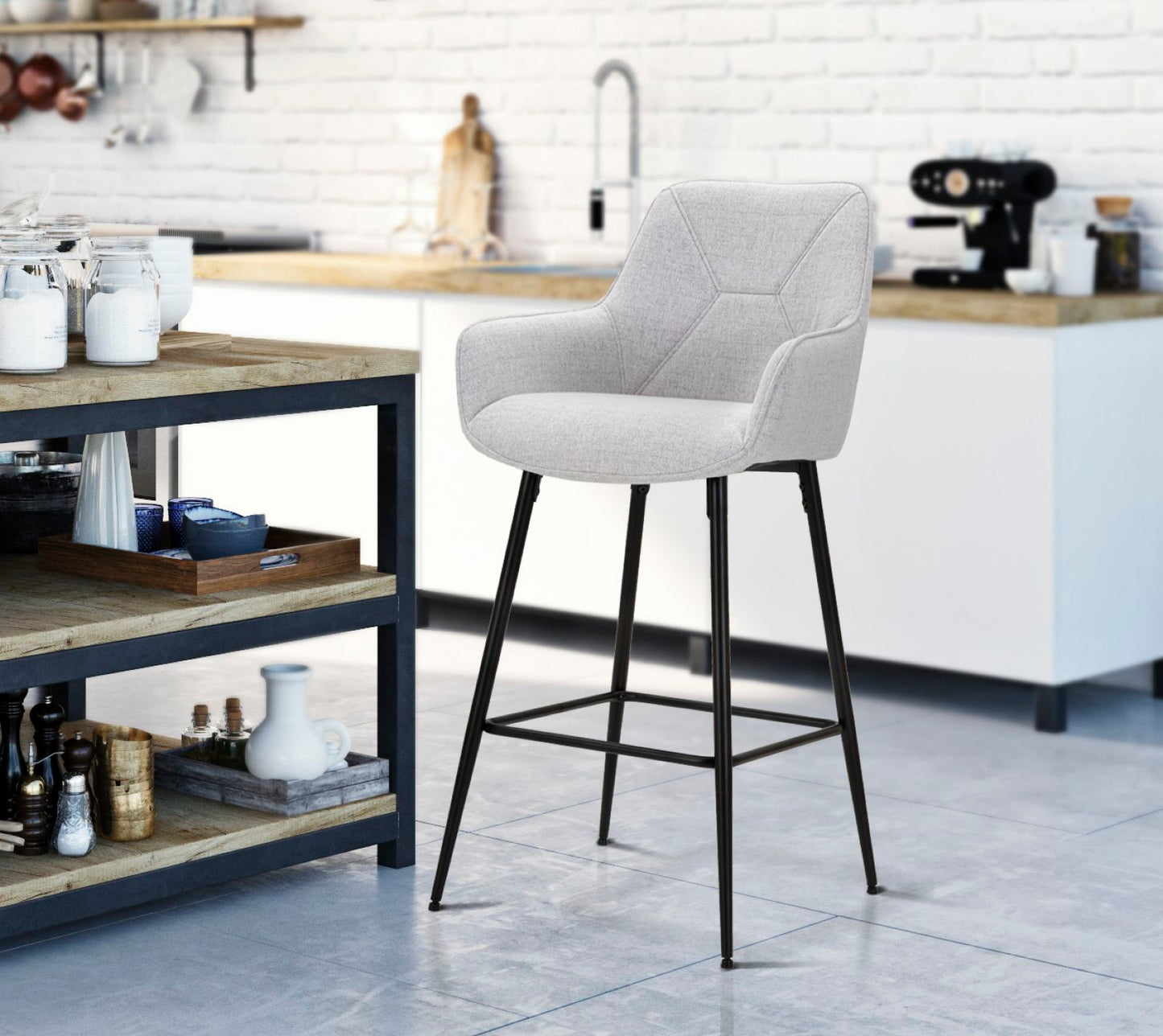 SGABELLO BAR GREY SET 2 PZ CM 55X55X109