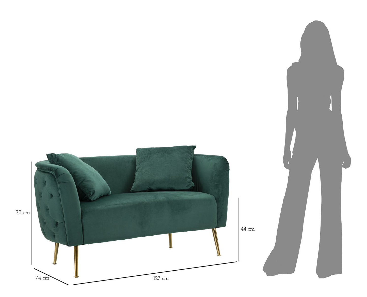 DIVANETTO BUCAREST VERDE CM 127X74X73