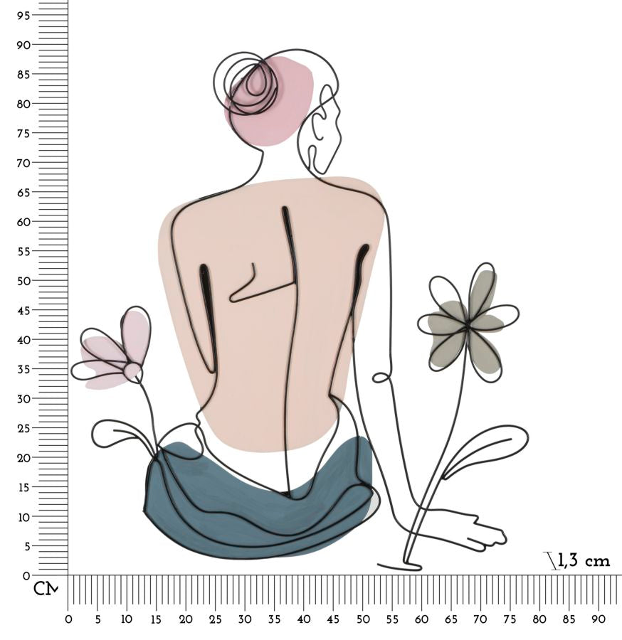 PANNELLO DA MURO LADY W/FLOWER CM 80X1,3X90
