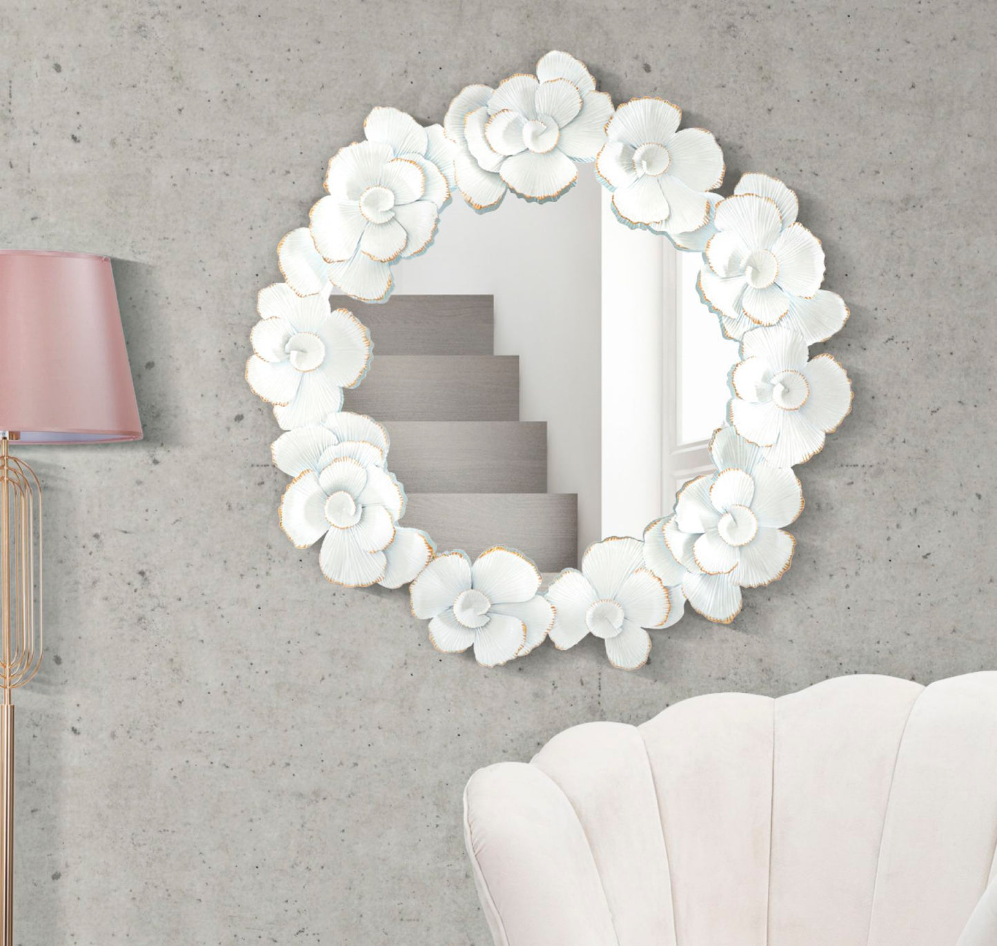 SPECCHIO WHITE FLOWER CM 82X2,6X85,5
