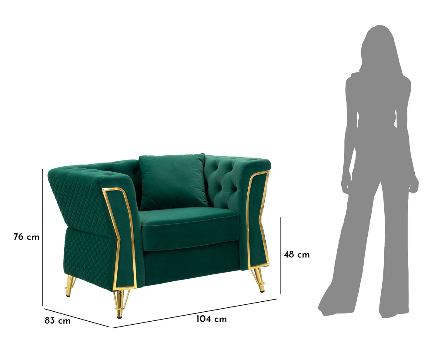POLTRONA EMY VERDE C/CUSCINO CM 104X83X76
