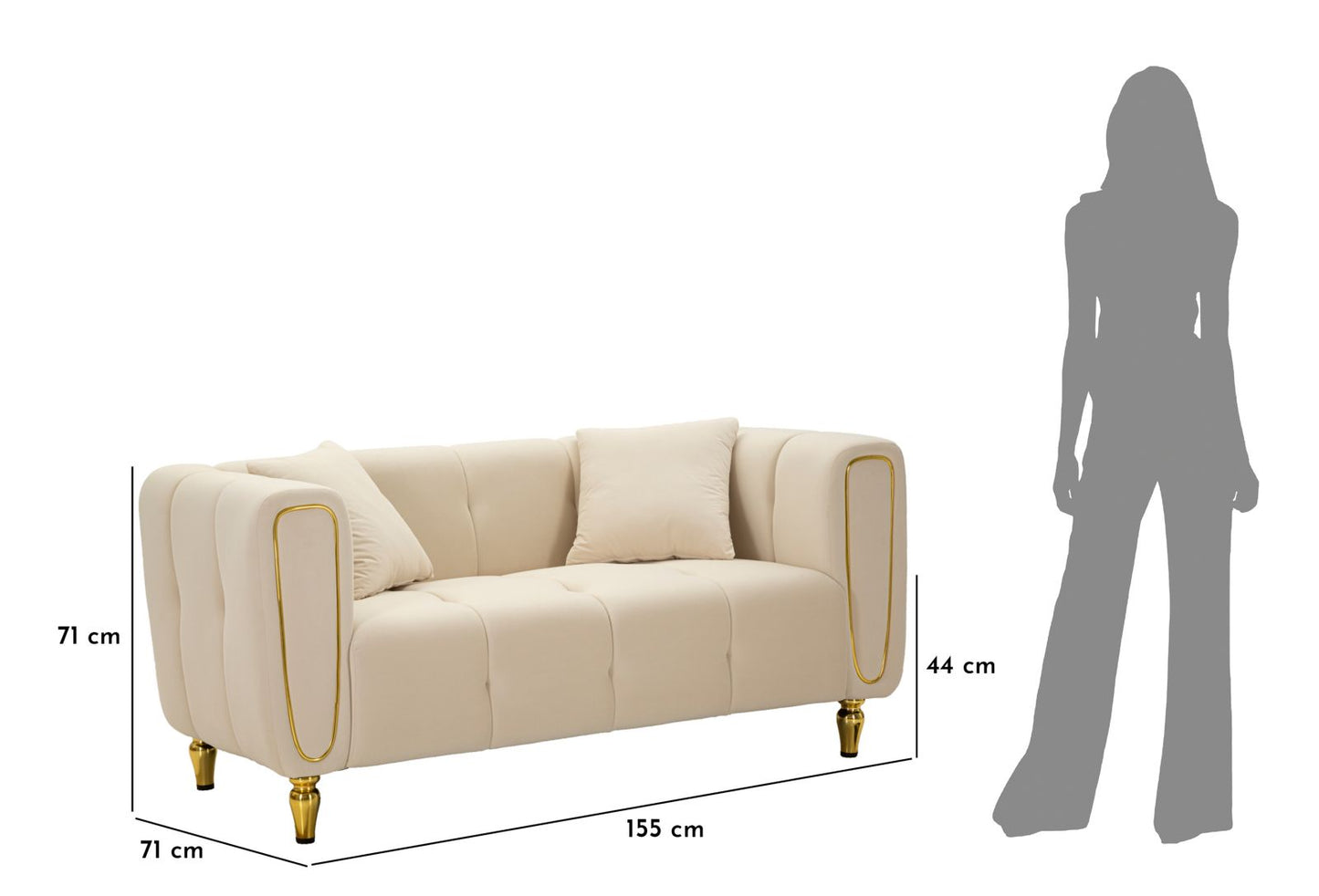 DIVANO ALMA CREMA C/CUSCINI CM 155X81X71