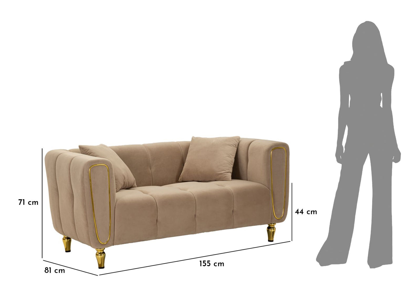 DIVANO ALMA GRIGIO C/CUSCINI CM 155X81X71