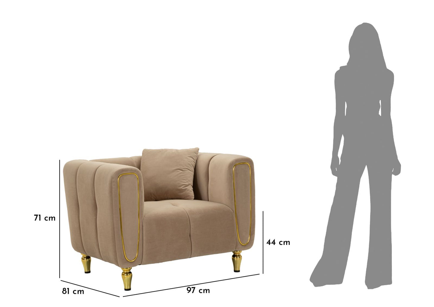 POLTRONA ALMA GRIGIO C/CUSCINO CM 97X81X71