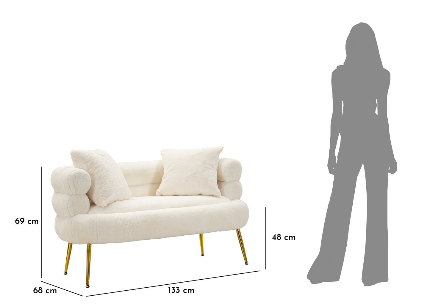 DIVANETTO SOFFY PLUS C/CUSCINI CM 133X68X69