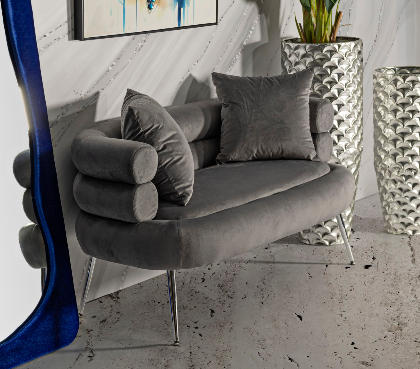 DIVANETTO SILVERY PLUS C/CUSCINI CM 133X68X69