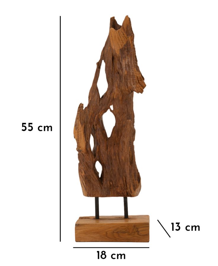SCULTURA AKAR IN TEAK RICICLATO CM 18X13X55 (PEZZI UNICI - NON RIP. IN SERIE)