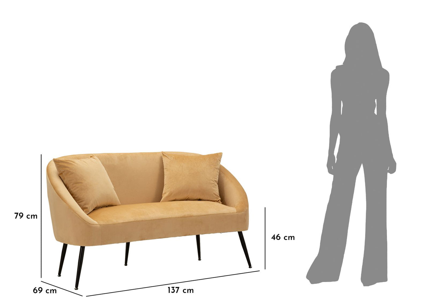 DIVANETTO BROWY C/CUSINI CM 137X69X79