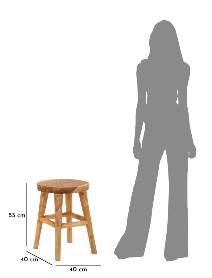 SGABELLO BULAT IN TEAK RICICLATO CM Ø 40X55 (PEZZI UNICI - NON RIP. IN SERIE)