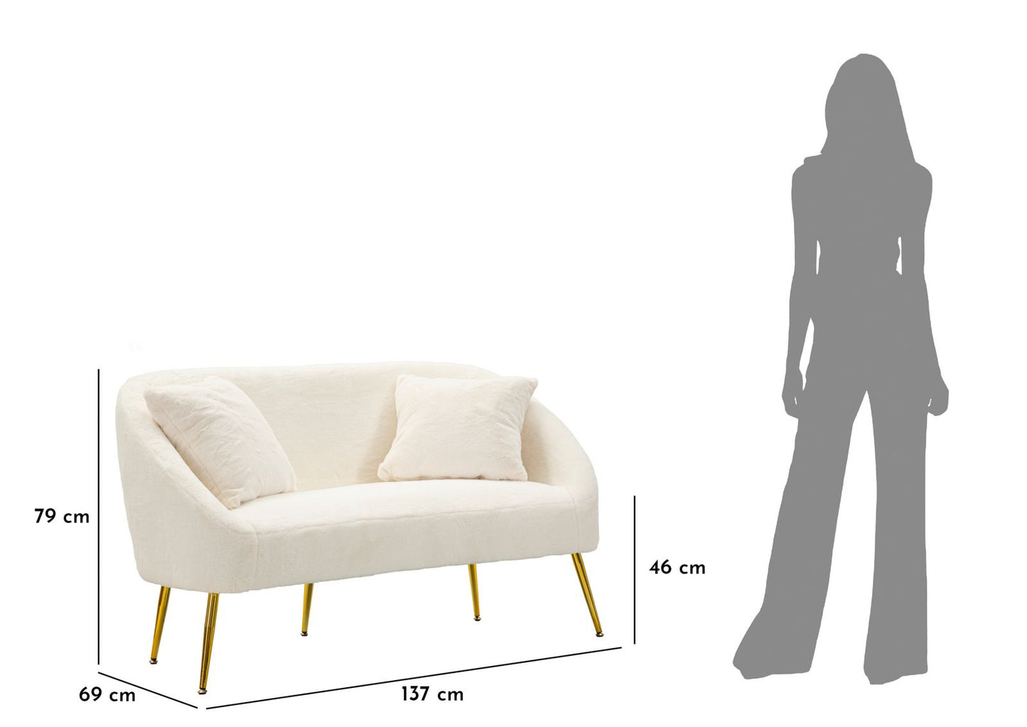 DIVANETTO SOFFY C/CUSCINI CM 137X69X79