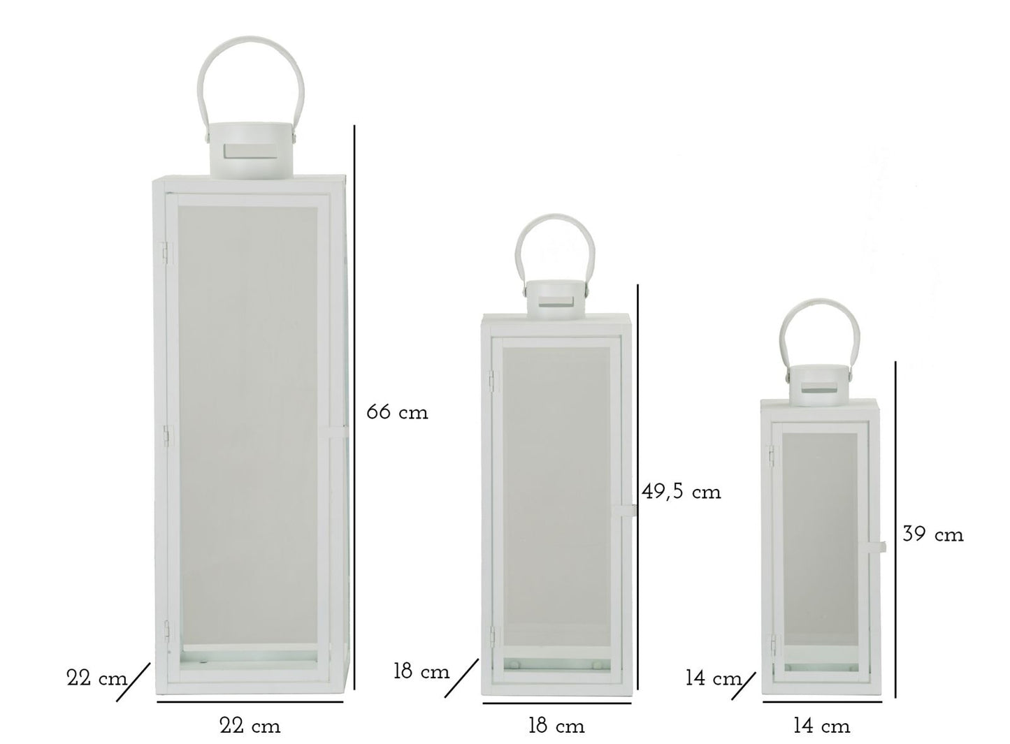 LANTERNE WHITE SET 3 PZ CM 22X22X66-18X18X49,5-14X14X39