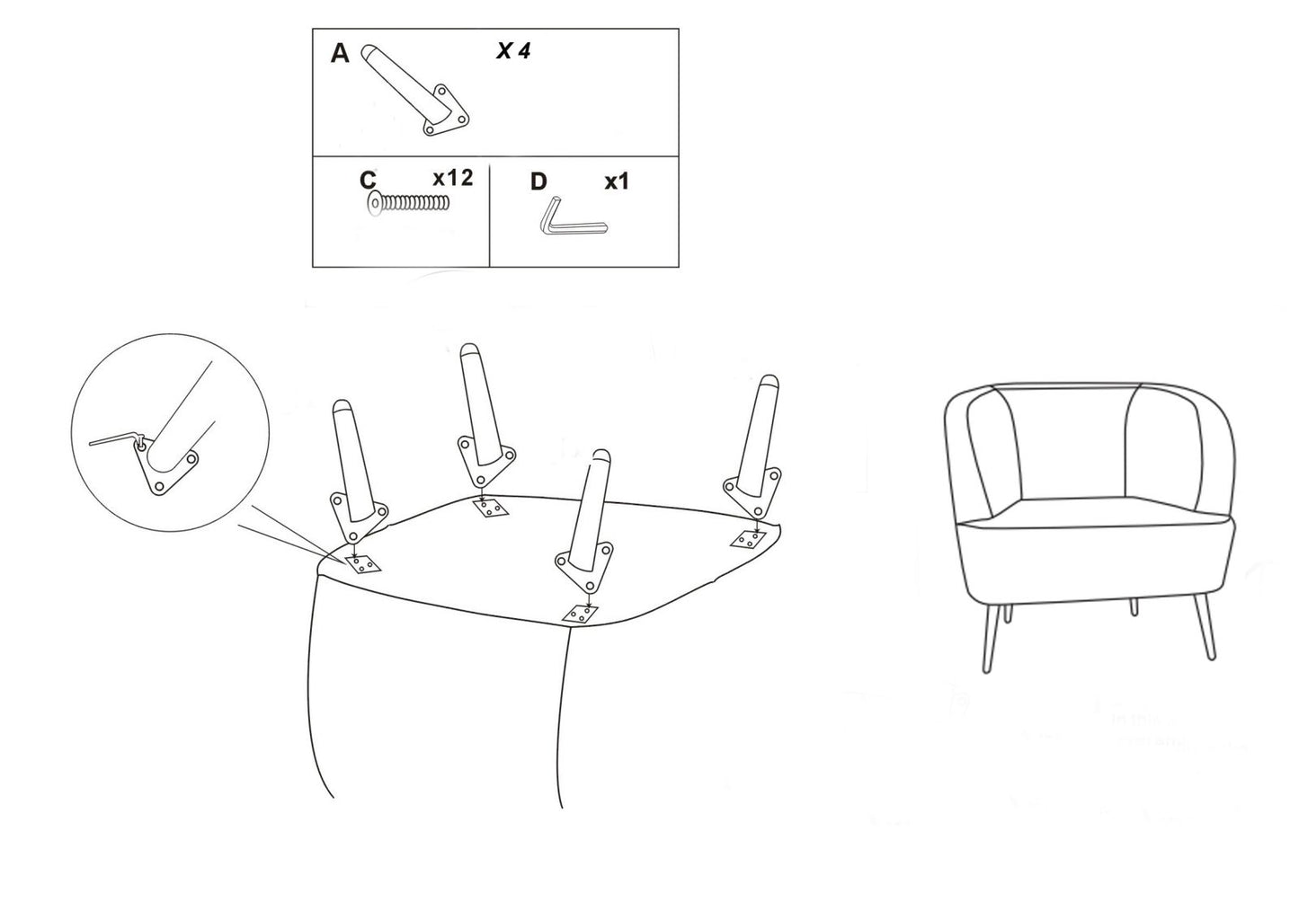 POLTRONA BROWY C/CUSCINO CM 73X66X78