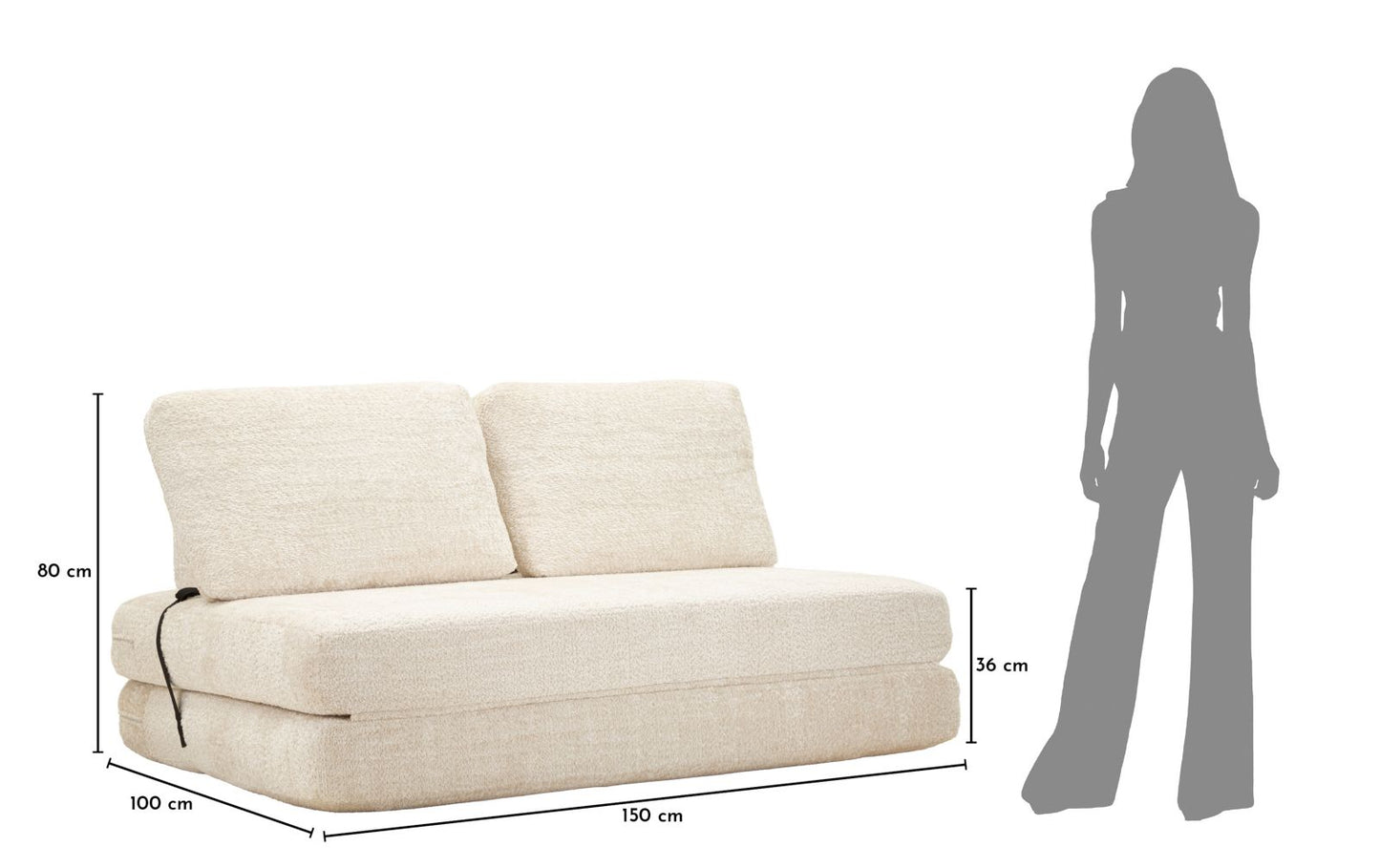 DIVANO/LETTO FASTER BIANCO CM 150X100X80 (COMPRESSO-MISURA LETTO CM213X150X18)