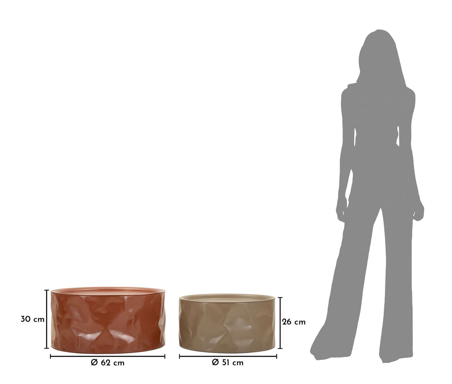 TAVOLINI DA CAFFE' NORIMBERGA COPPIA CM Ø 62X30-51X26
