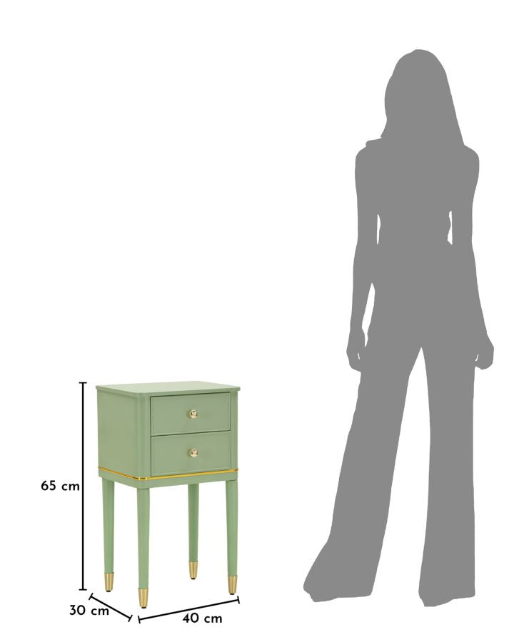 COMODINO CAMILLE VERDE CM 40X30X71
