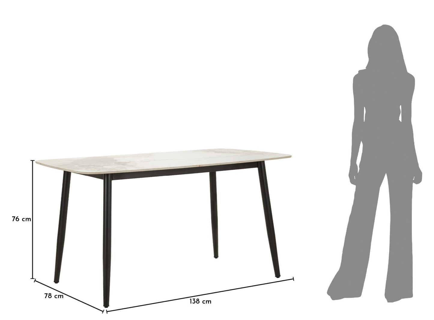 TAVOLO DA PRANZO JOSH CM 138X78X76