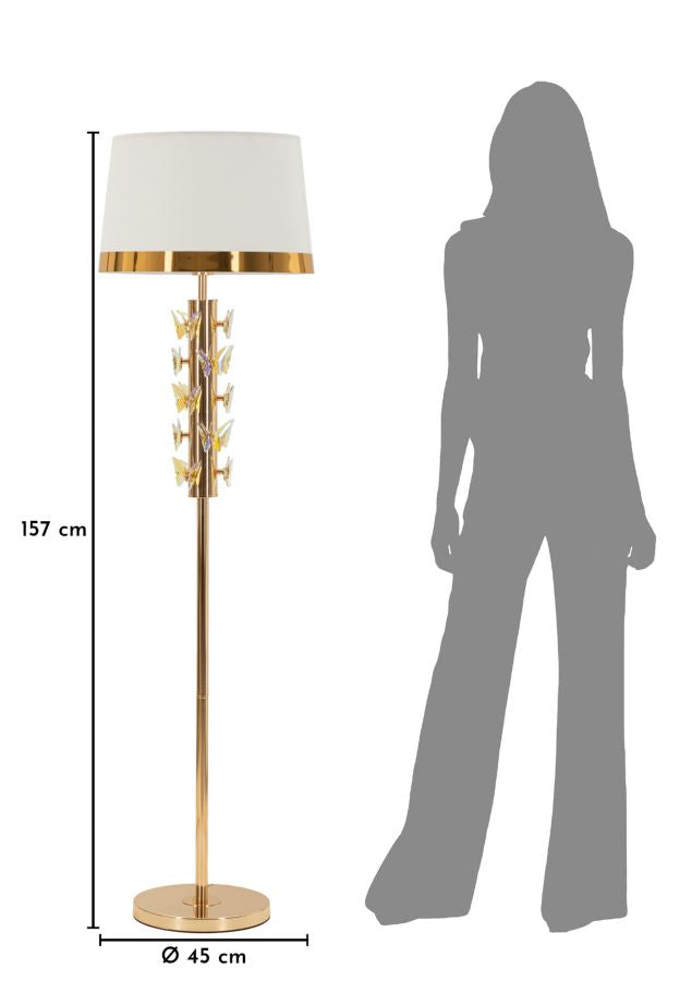 LAMPADA DA TERRA GOLD BUTTERFLY CM Ø 45X157
