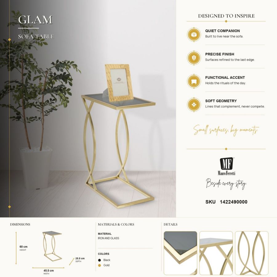 TAVOLINETTO DA DIVANO GLAM CM 45,5X25,5X60