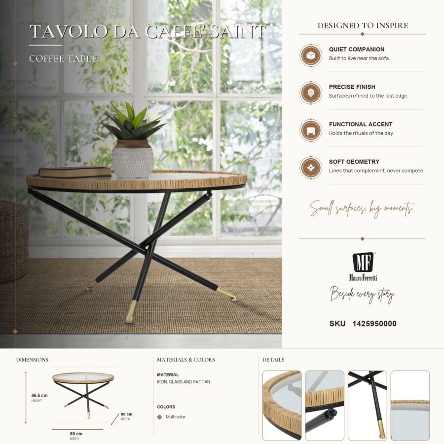TAVOLO DA CAFFE' SAINT BARTH ROTONDO CM Ø 80X46,5