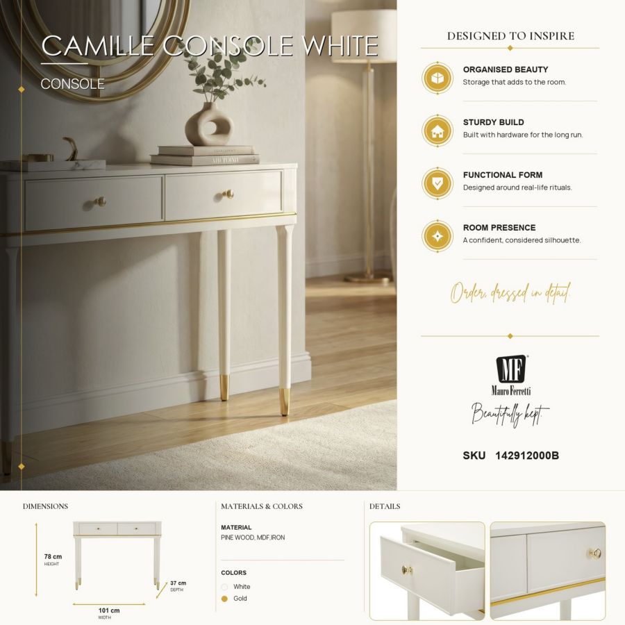 CONSOLE CAMILLE BIANCA CM 101X37X78