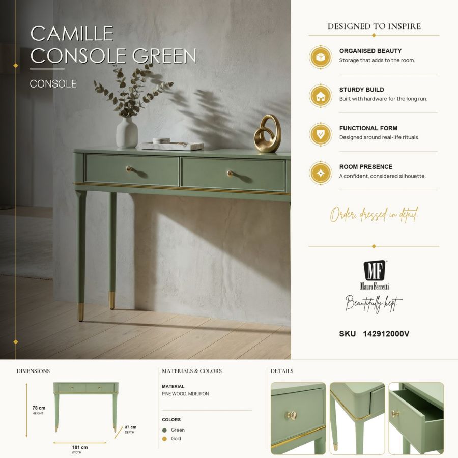 CONSOLE CAMILLE VERDE CM 101X37X78
