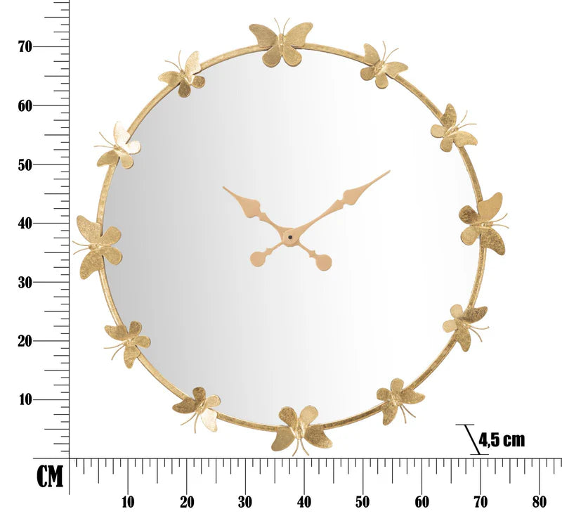 Orologio Glam Butterfly Ø75x4,5 Specchio Ø64 cm