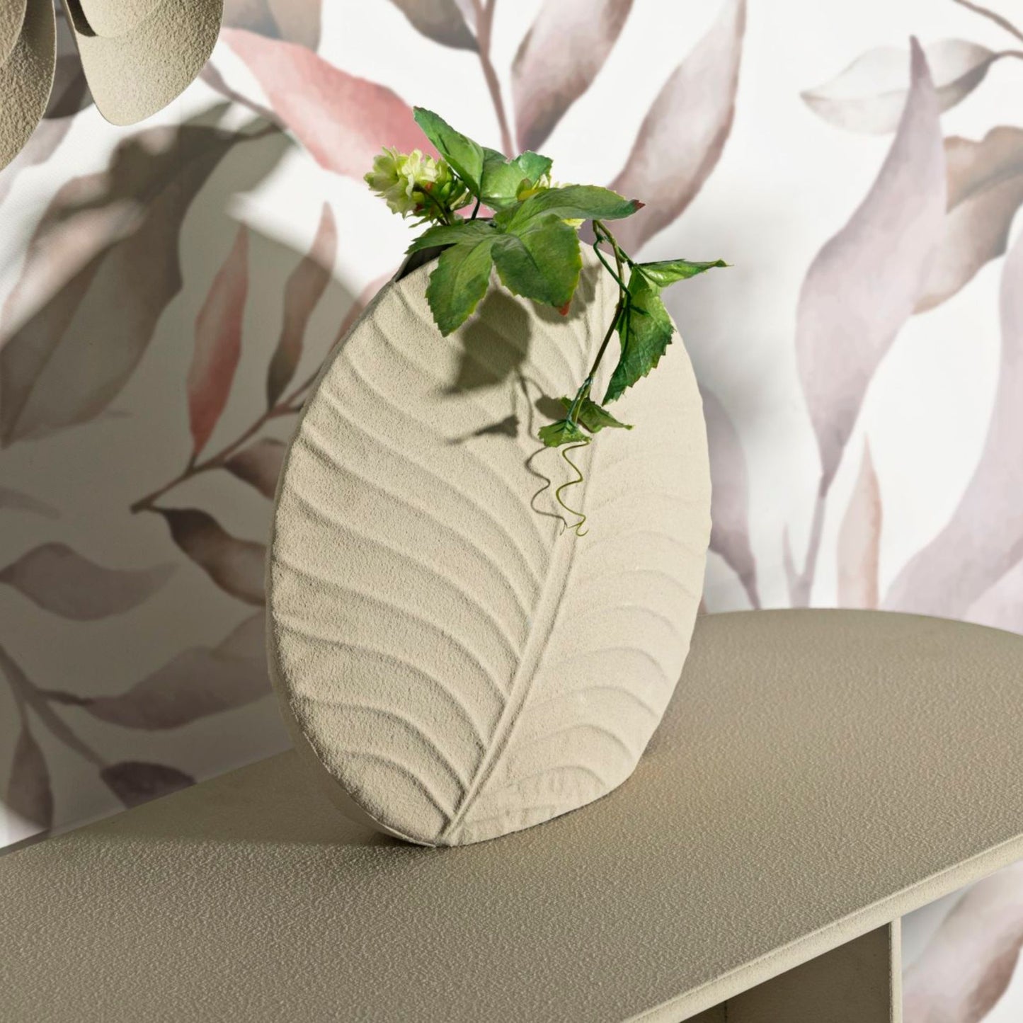 Vaso Dune Round Ø32,5x13 cm – Vaso Decorativo Basso con Texture a Onde