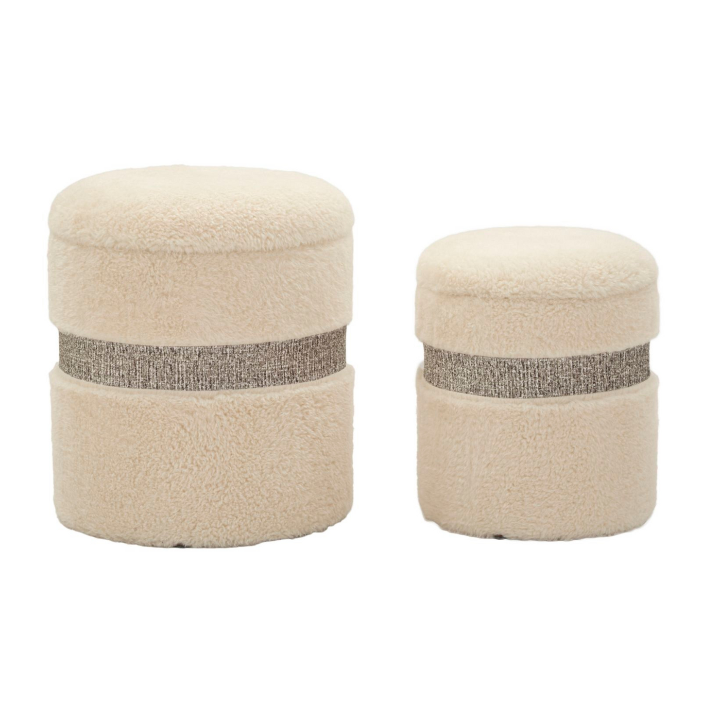PUFF C/CONTENITORE SAINT-MORITZ CREMA SET 2 PZ CM Ø 40X47-32X38 codice 142869000C