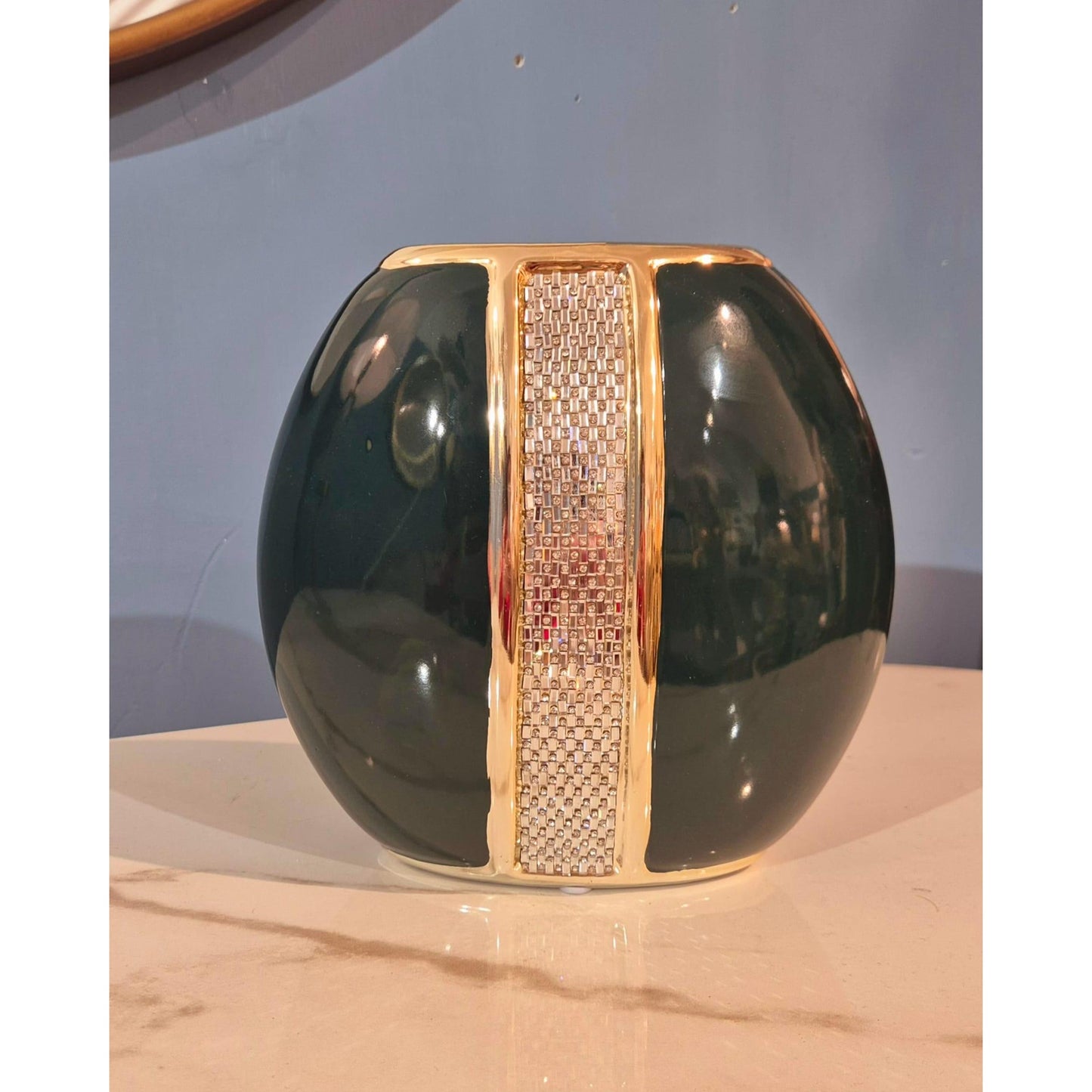 Vaso Green con swarovski, 20x20 cm