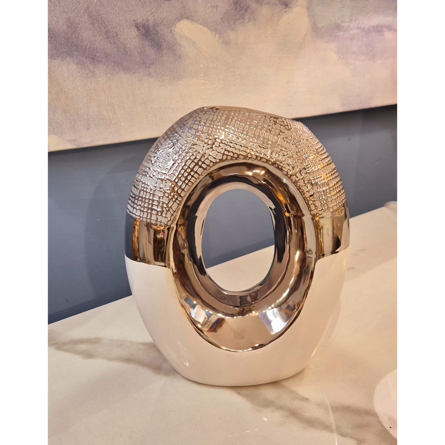 Vaso Decor Silver and White 20x24H cm