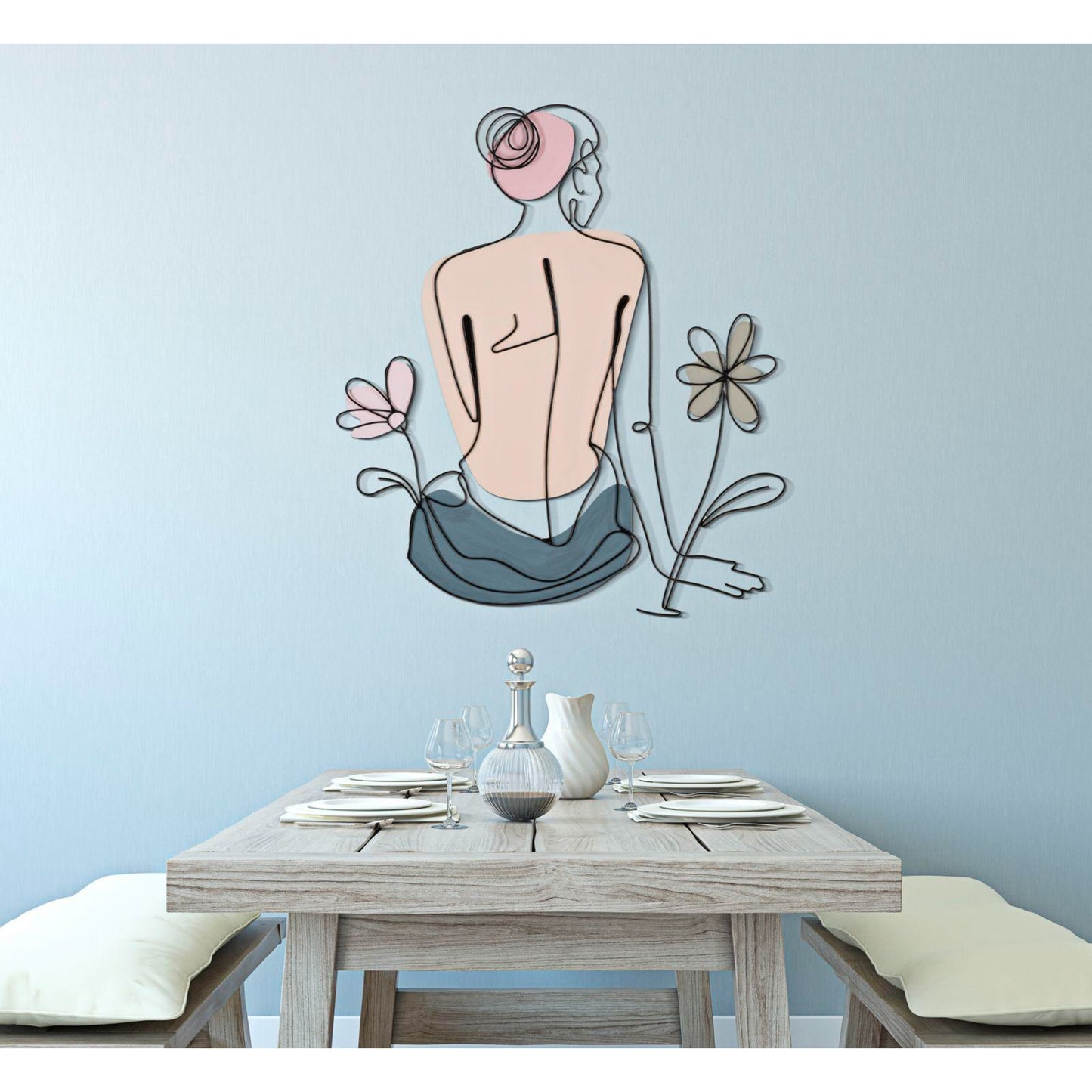 PANNELLO DA MURO LADY W/FLOWER CM 80X1,3X90