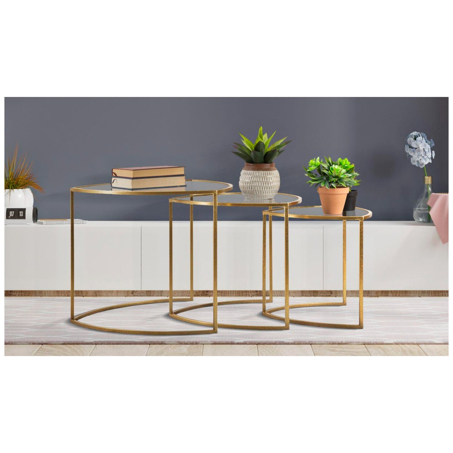 TAVOLINETTI DA CAFFE' TRIANGLE SET 3 PZ CM Ø 60X50-50X45-40X40