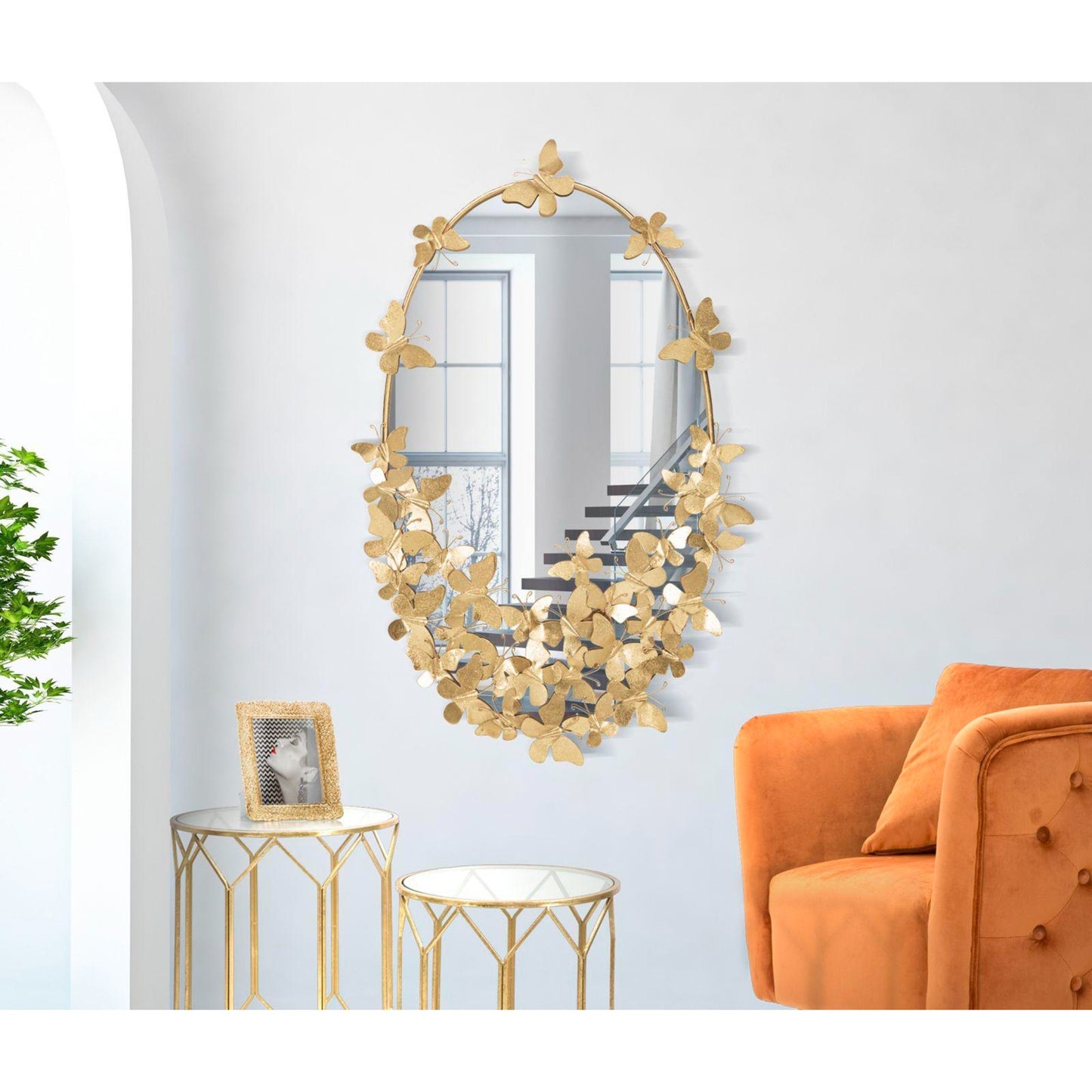 SPECCHIO GLAM OVAL BUTTERFLY CM 59X3X89,5 (MISURA SPECCHIO CM 46X78)
