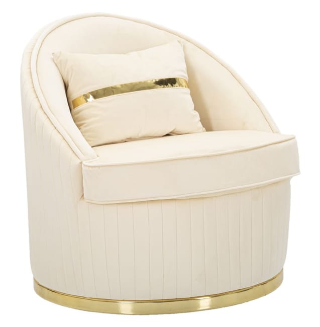Poltrona in tessuto beige e dorata Ø cm 75x80