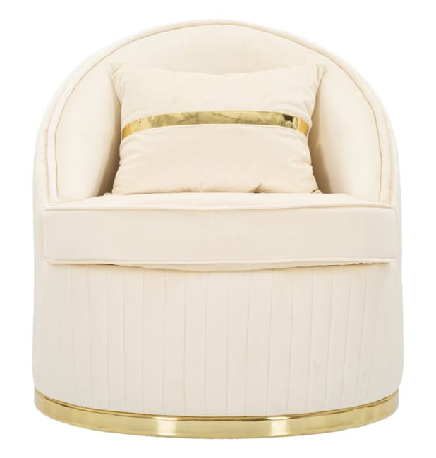 Poltrona in tessuto beige e dorata Ø cm 75x80